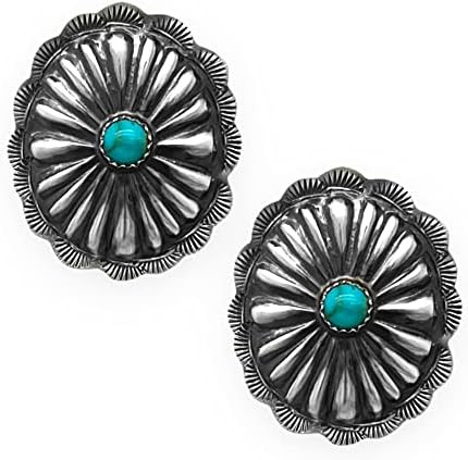 Genuine Sleeping Beauty Turquoise Concho Earrings, 925 Sterling Silver, Authentic Native American... | Amazon (US)