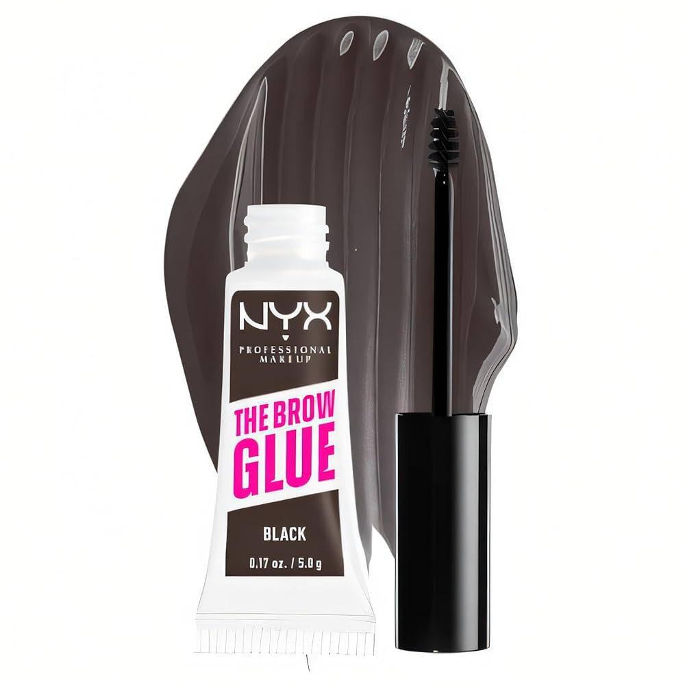 NYX PROFESSIONAL MAKEUP The Brow Glue, Extreme Hold Tinted Eyebrow Gel - Black | Amazon (US)