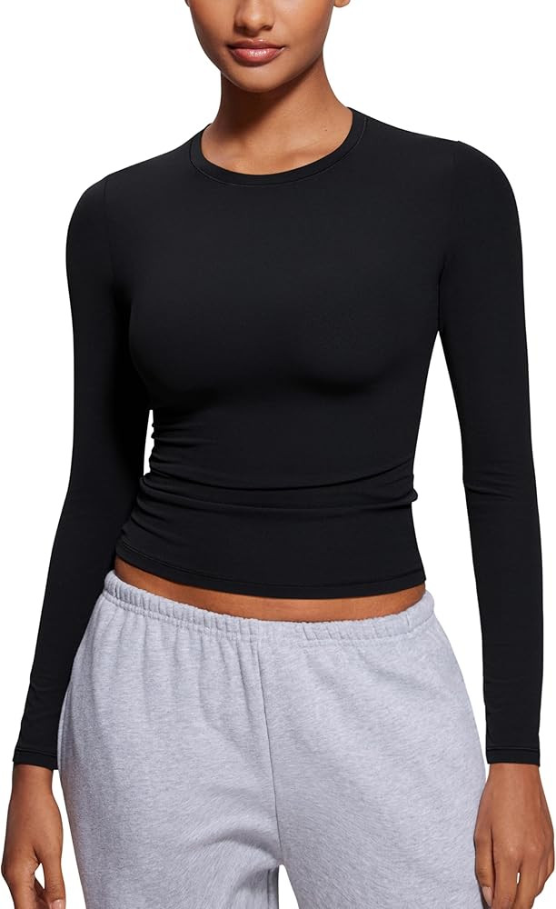 CRZ YOGA Softembrace Crewneck Long Sleeve Shirts for Women - Casual Going Out Tops Soft Basic Fit... | Amazon (US)