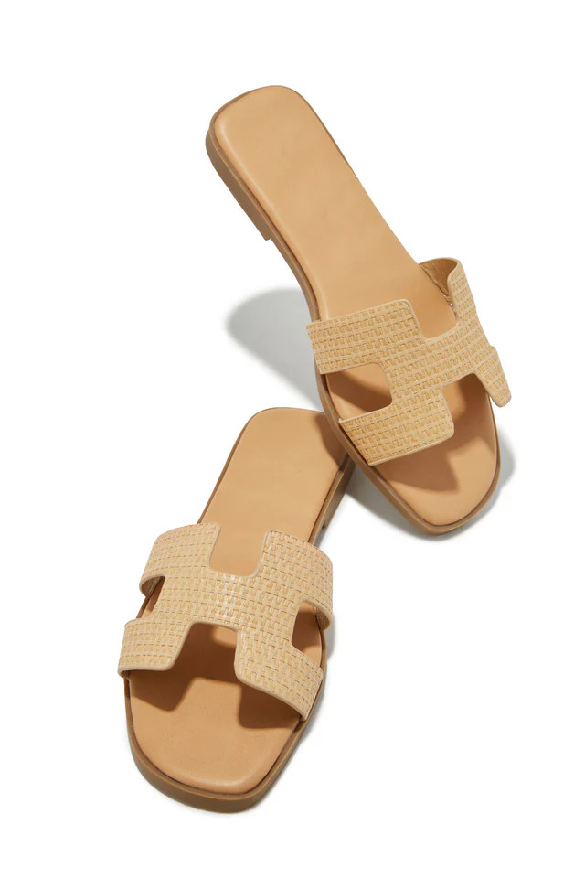 Miss Lola | Bianka Natural Slip On Sandals | MISS LOLA