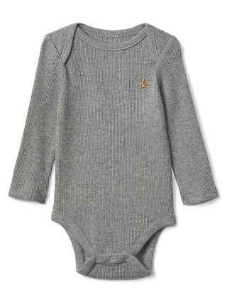 Gap Baby Waffle-Knit Long Sleeve Bodysuit Heather Grey Size 3-6 M | Gap US
