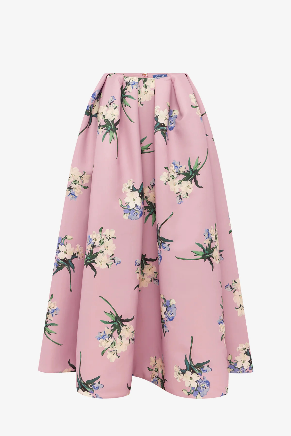Victoria Puff Maxi Skirt - Bouquet Print in Pastel Pink | LEO LIN AU