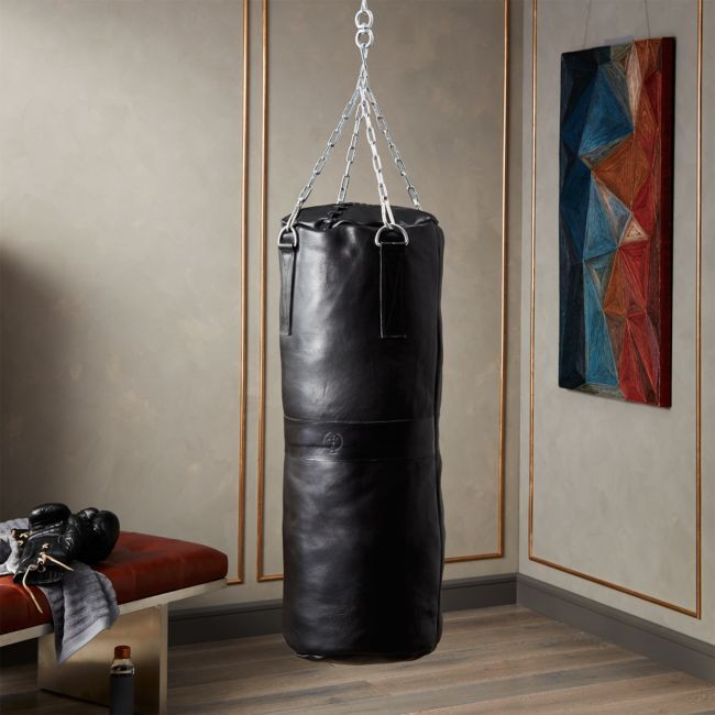 Executive Black Leather Punching Bag | CB2