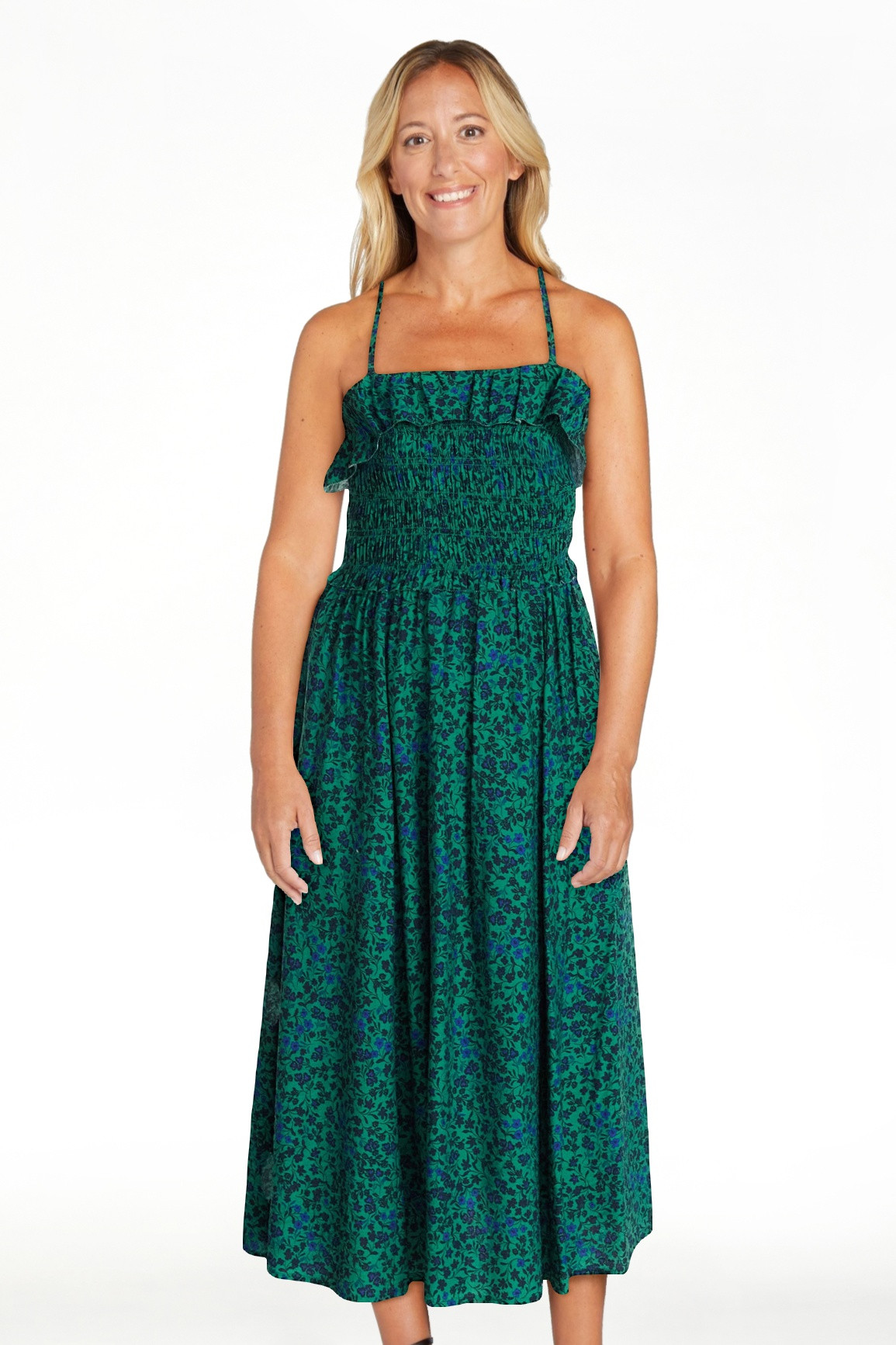 Time and Tru Women's Sleeveless Smocked Midi Dress, Sizes XS-XXXL | Walmart (US)