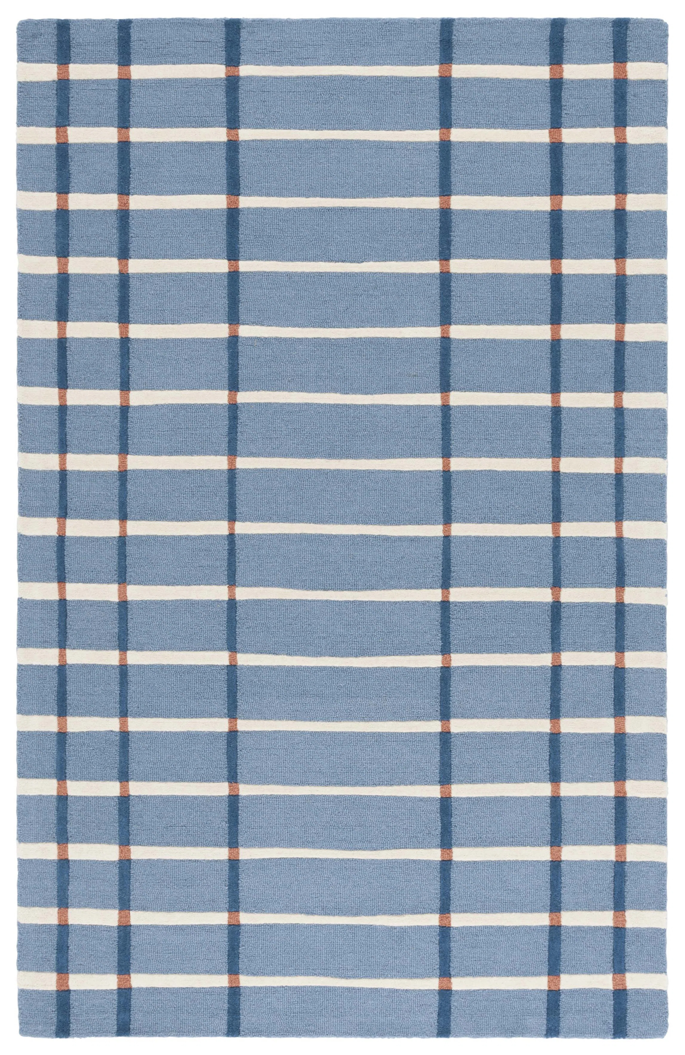 Breakwater Bay Zoticus Handtufted Wool & Cotton Striped Rug in Blue/Ivory | Wayfair | Wayfair North America