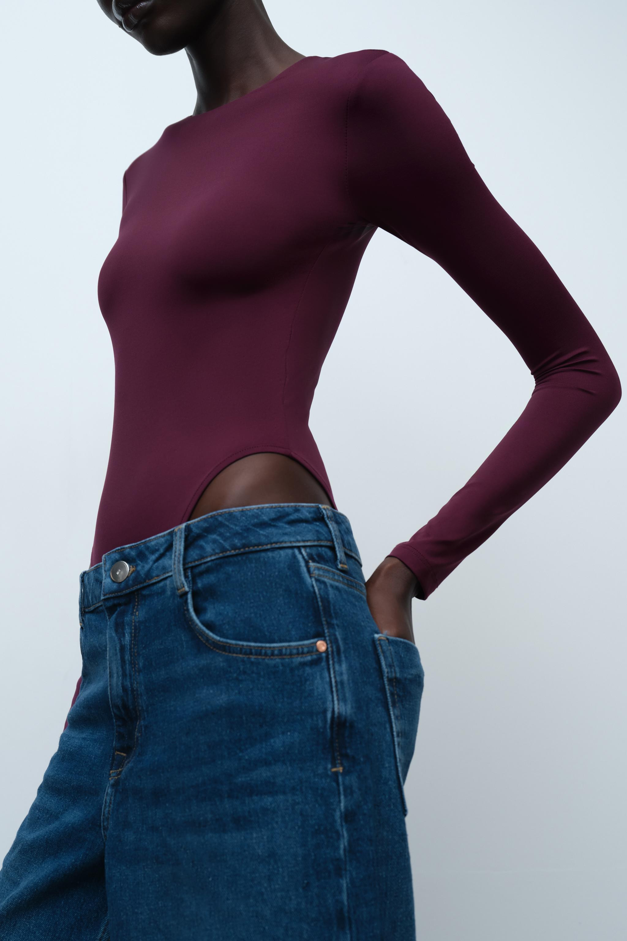 LONG SLEEVE POLYAMIDE BODYSUIT | Zara US