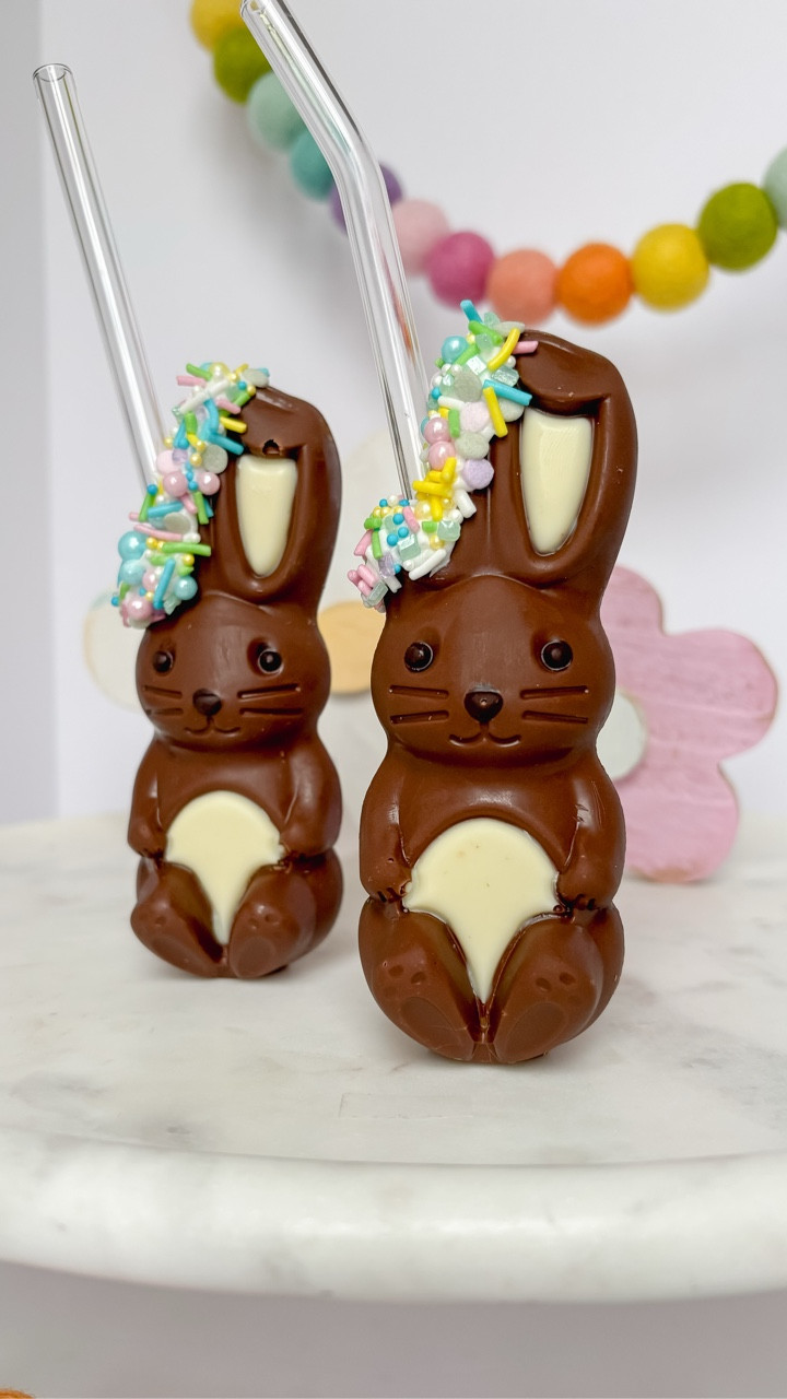🐰 Chocolate Bunny Milk! 🥛 
These little drinks are so cute & even more fun to eat afterwards! 🍫 
Make sure you get HOLLOW chocolate bunnies, cut off a piece on top, cover the rim in frosting & sprinkles, and then add your favorite milk! 

#LTKKids #LTKSeasonal #LTKmomlife
