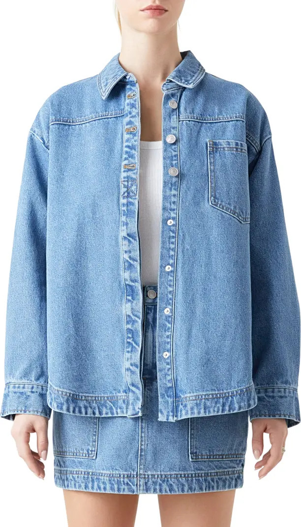 Grey Lab Oversize Denim Button-Up Shirt | Nordstrom | Nordstrom
