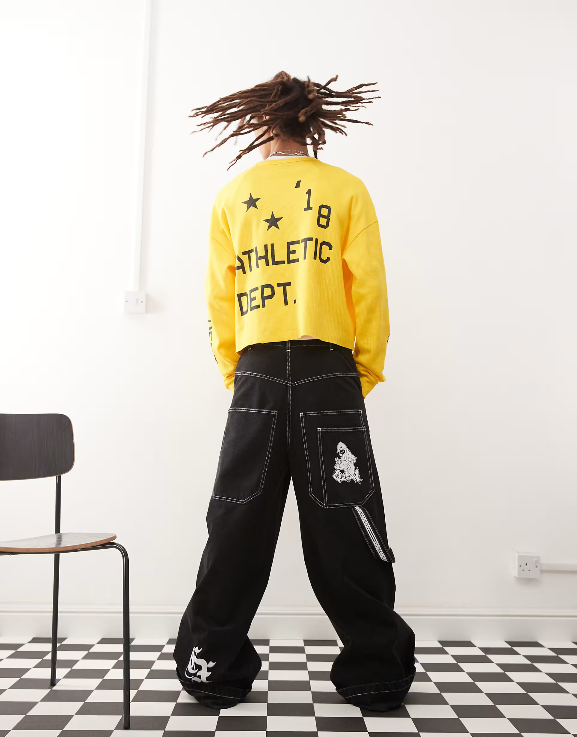 COLLUSION Boxy long sleeve athletic football t-shirt in yellow | ASOS (Global)