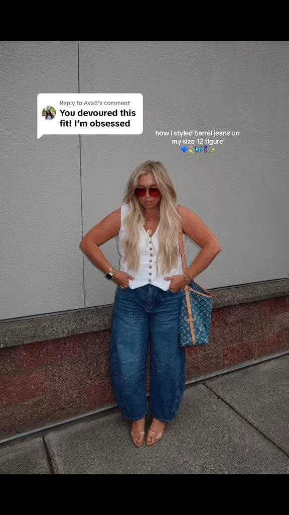 How I styled barrel jeans on my midsize body | Spring Outfit 

The vest was from Target, but it's sold out so i linked a similar one. 

Size 12 | 5'4" | 180ish lbs 

 #LTKMidsize #LTKFindsUnder50 #LTKFindsUnder100
