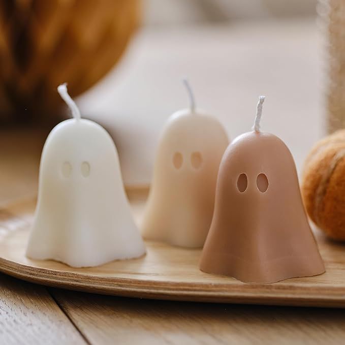Ginger Ray Ghost Shaped Halloween Candles Tabletop Decorations 3 Pack | Amazon (US)