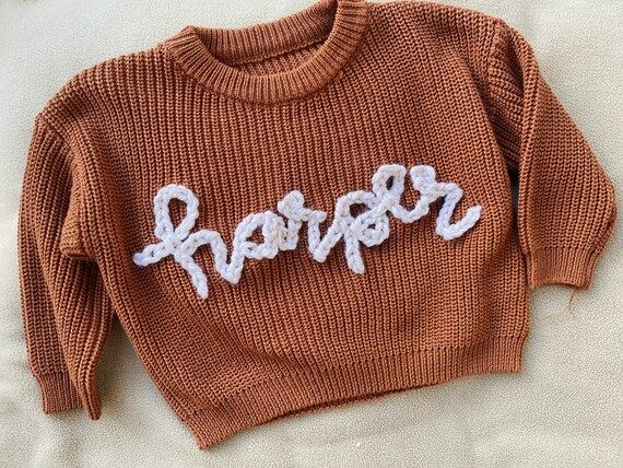 Hand Stitched Name Oversize Chunky Sweater  Baby Infant | Etsy | Etsy (US)