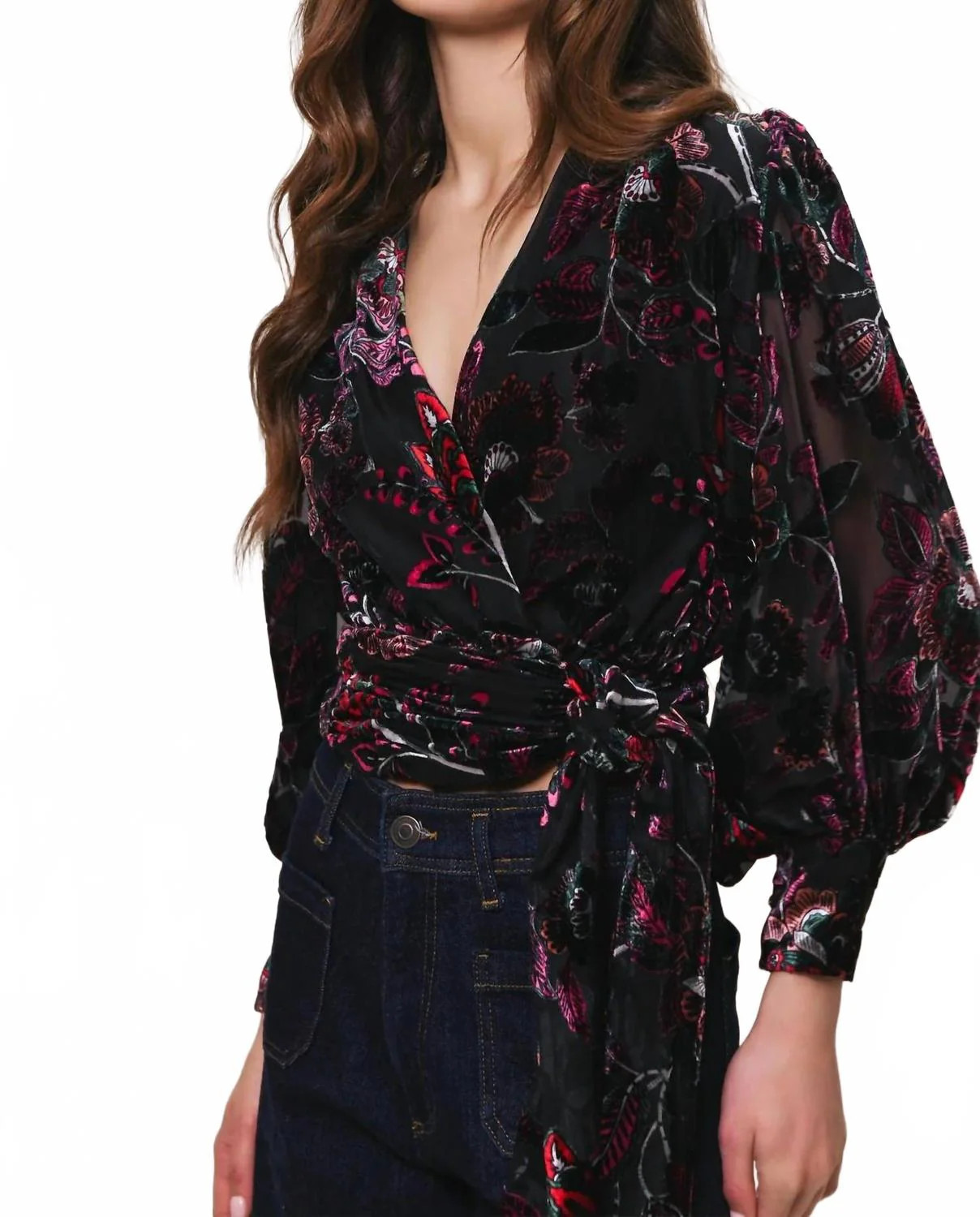 Sanders V-Neck Wrap Top In Black | Shop Simon