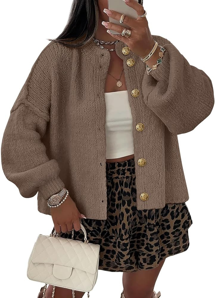 LILLUSORY Women Chunky Cropped Oversized Cardigan Sweater Fall Cozy Outfit Fashion Clothes Winter... | Amazon (US)