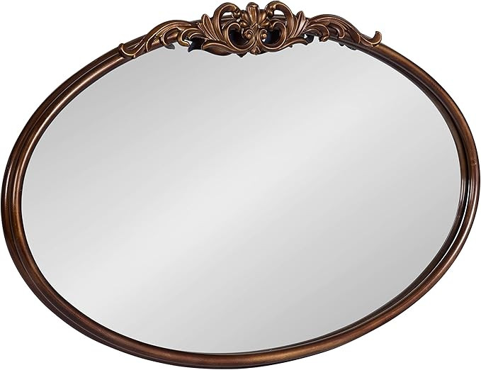 Kate and Laurel Arendahl Glam Ornate Mirror, 27 x 18.75, Bronze, Traditional Baroque Inspired Ova... | Amazon (US)