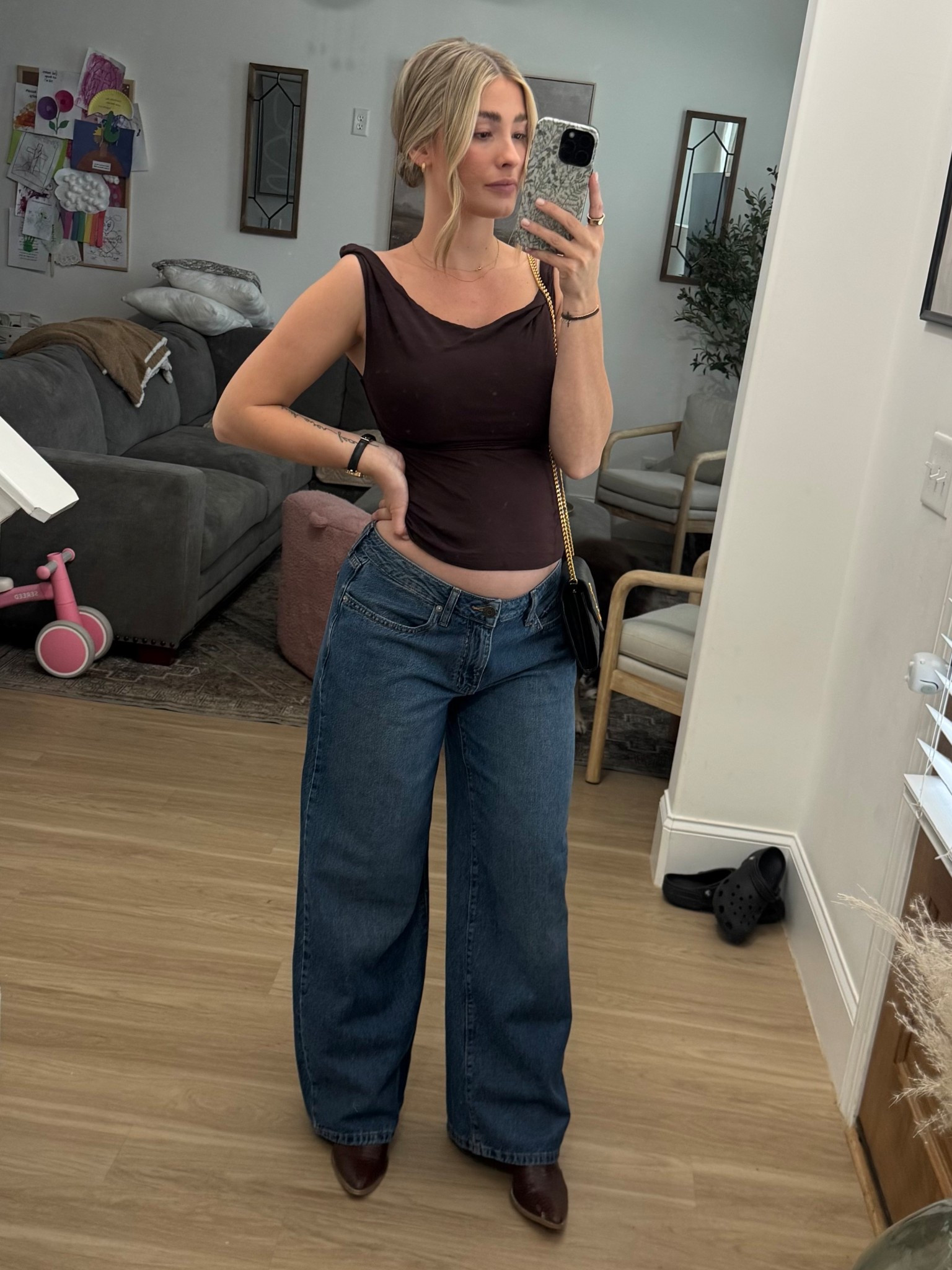 Target wins 
Size 6 in barrel jeans 
Medium in top

#LTKBump #LTKU #LTKBaby