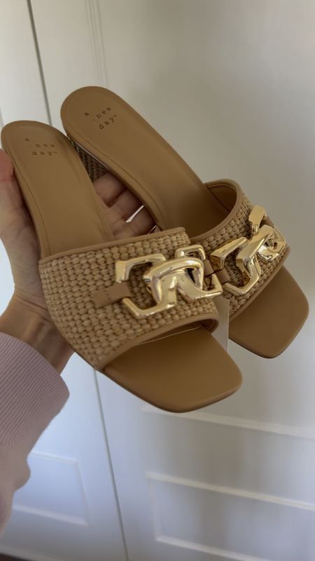 Womens raffia heels sandals with gold buckle at target. Come in black or white 

#LTKshoecrush #LTKMostLoved #LTKfindsunder50