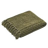 Americanflat Chenille Throw Blanket in Green - Breathable Polyester with Decorative Fringe - Wrinkle | Amazon (US)