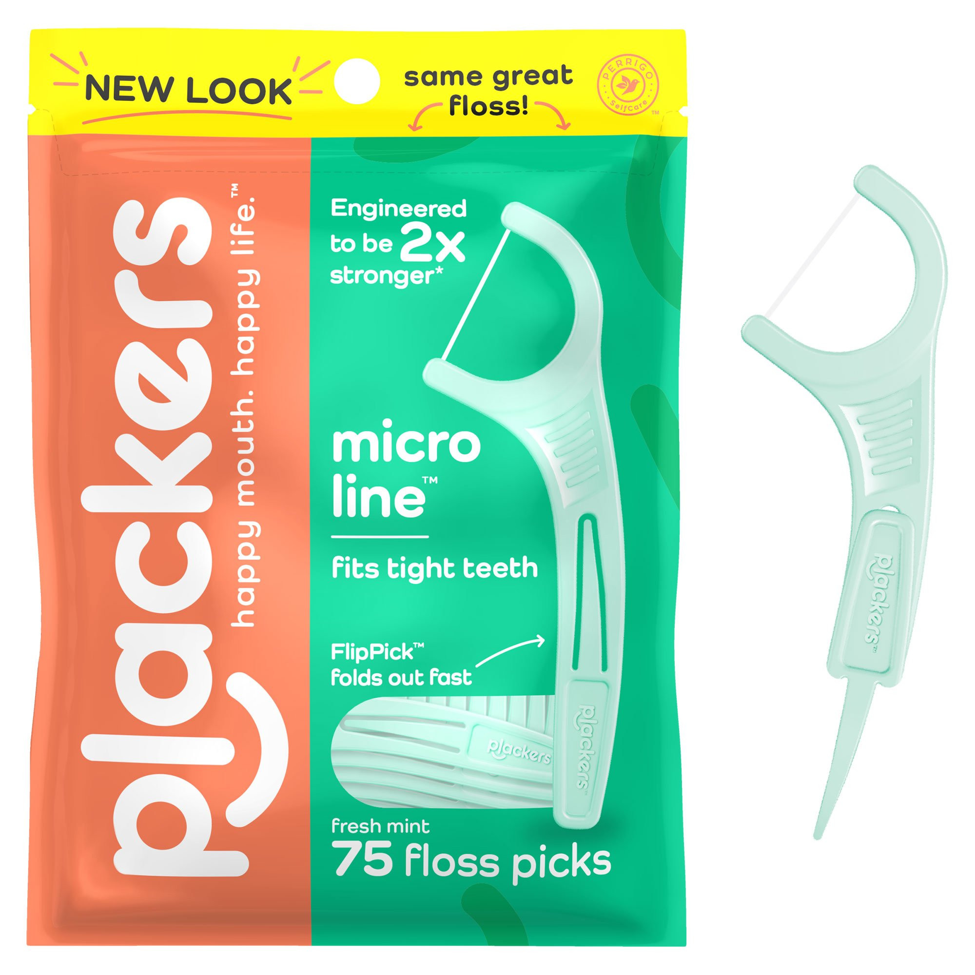 Plackers Micro Line Dental Tuffloss Fold-Out FlipPicks, Fresh Mint, 75 Count | Walmart (US)