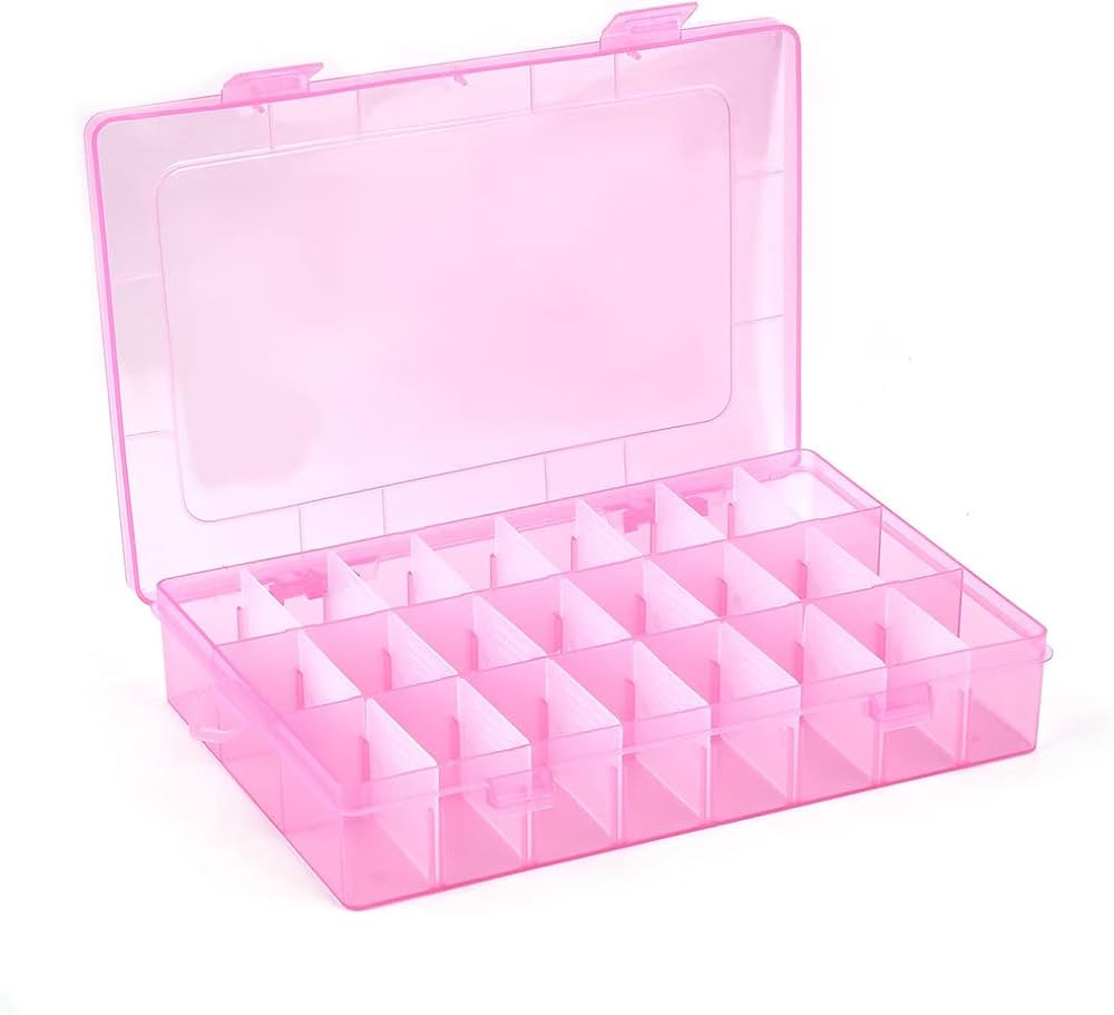 AKOAK 1 Pack 24 Grid Plastic Storage Case, Transparent Jewelry Display Organizer, Detachable Divi... | Amazon (US)