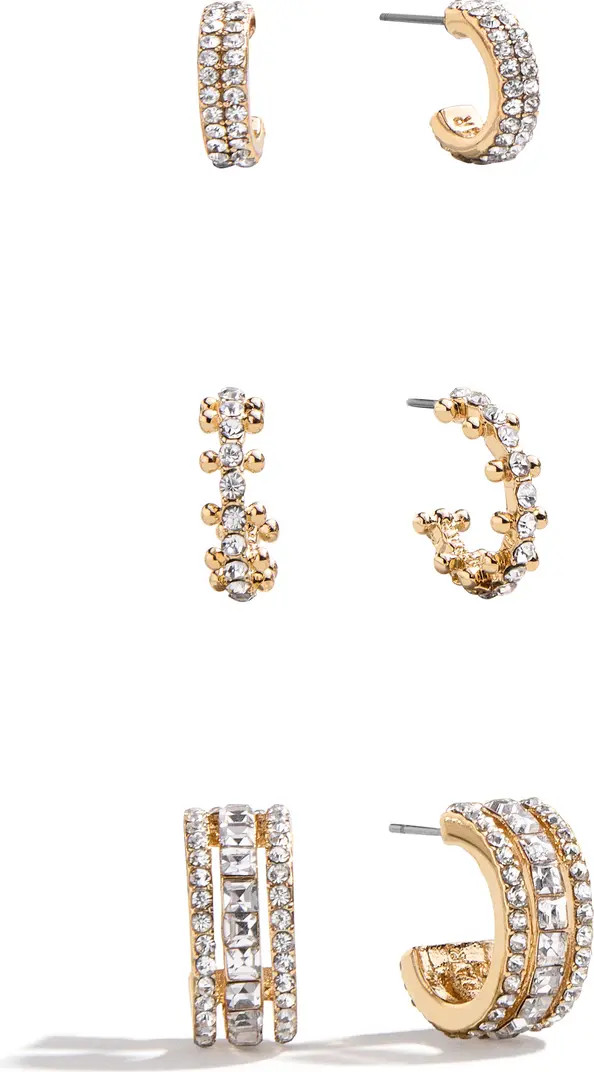 BaubleBar Claudia Set of 3 Crystal Huggie Hoop Earrings | Nordstrom | Nordstrom