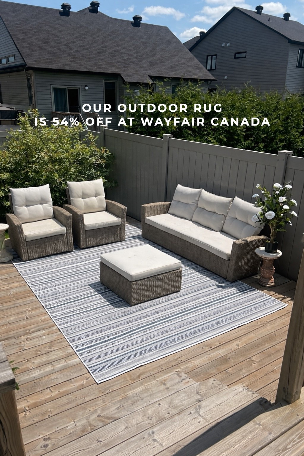 I just noticed that our outdoor rug is over 54% off!! The 7’10 x 10’2 size is less than $230 🙌🏻

#wayfaircahome #wayfaircanada #outdoorrug #ltksummer

#LTKcanada #LTKhome #LTKsale