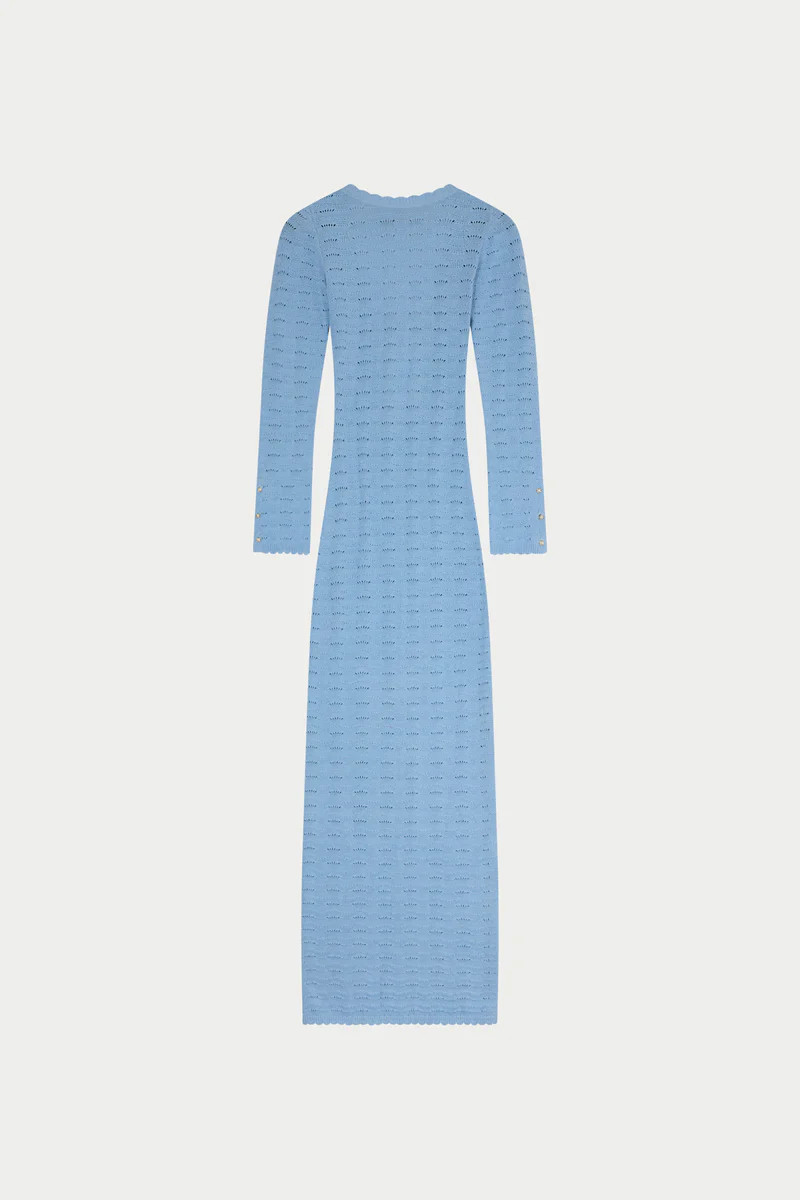 CROCHET KNIT TWO WAY MAXI DRESS - POWDER BLUE | The Couture Club