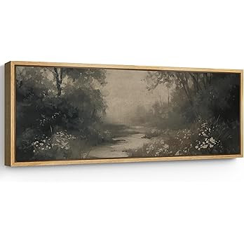 SIGNFORD Large Framed Canvas Print Wall Art Dark Forest Path Moody Nature Landscape Illustrations... | Amazon (US)