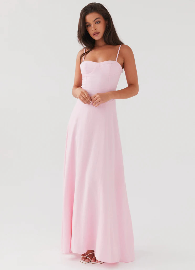 Angelina Linen Maxi Dress - Pink Petal | Peppermayo (Global)
