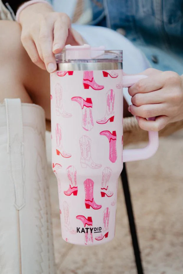 Light Pink Western Boots Coffee Tumbler Cup | Katydid.com