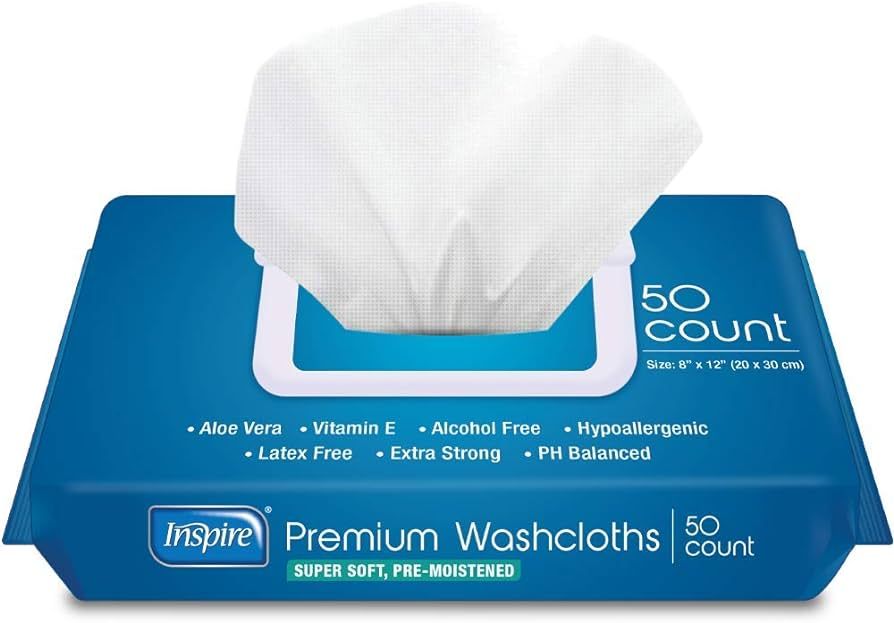 Inspire Adult Wet Wipes Adult Wash Cloths, Adult Wipes for Incontinence & Cleansing, 8"x12" 600 C... | Amazon (US)