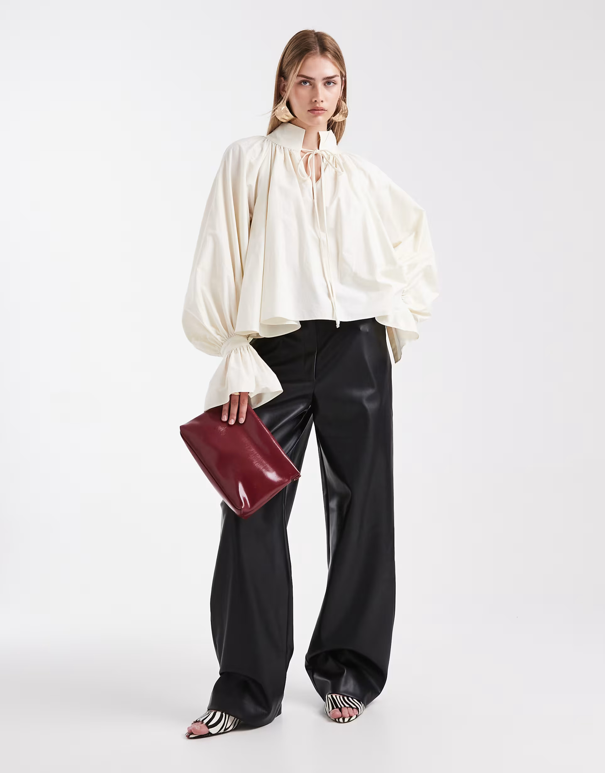 ASOS DESIGN faux leather straight minimal trouser in black | ASOS (Global)