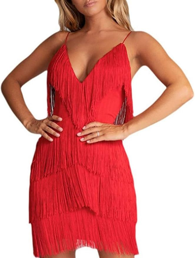 ECDAHICC Women’s Dresses Flapper Dresses 20s Gatsby with All-Over Fringe Mini Dresses | Amazon (US)