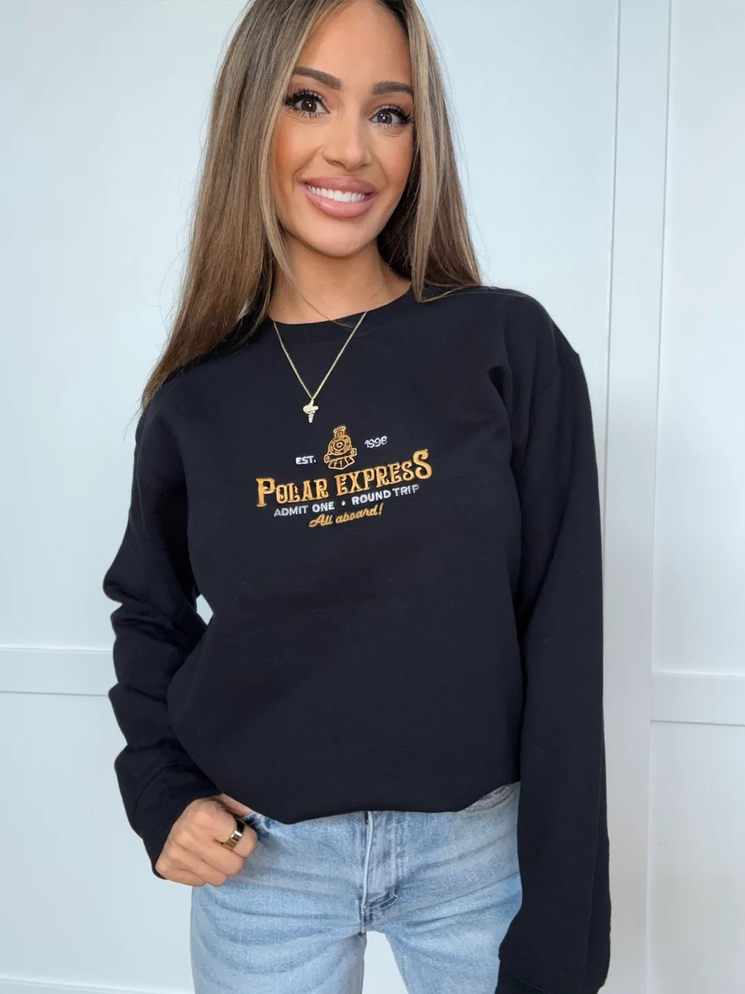Embroidered Polar Express Christmas Crewneck | Willow Boutique