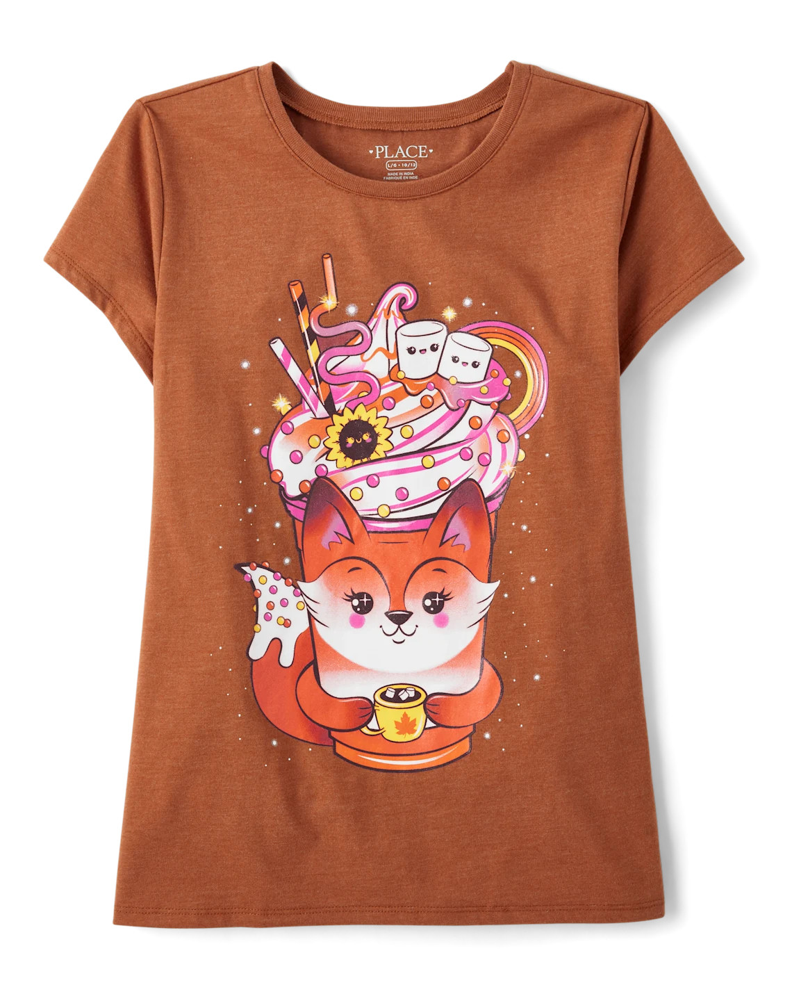 Girls Short Sleeve Fox Milkshake Graphic Tee - S/D COPPERPENNY | The Children's Place CA | The Children's Place