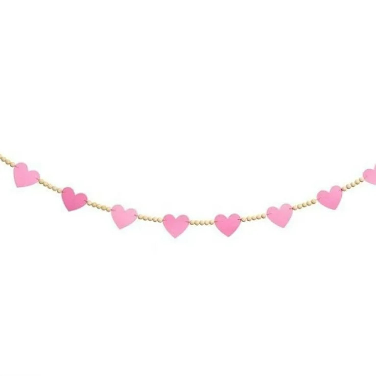 Valentine's Day Decor Red Heart Wood Bead Banner Farmhouse Style Wreath for Fireplace Wall Door, ... | Walmart (US)