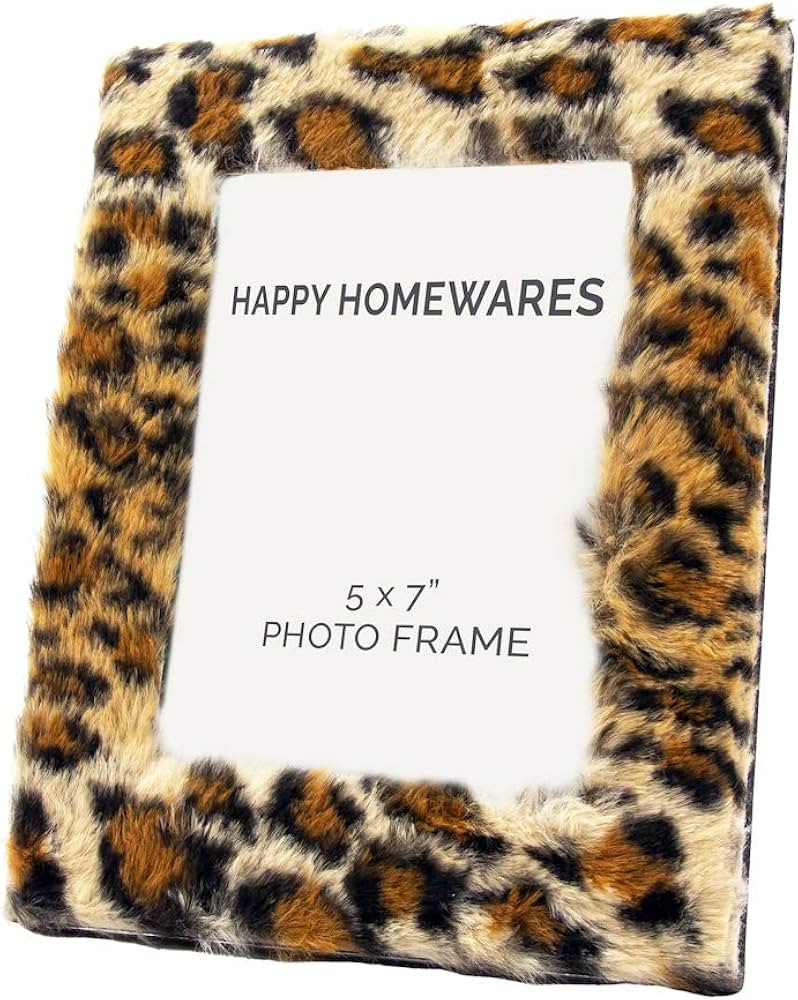Happy Homewares Contemporary Designer Fluffy Leopard Print 5" x 7" Free Standing Picture Frame | ... | Amazon (US)
