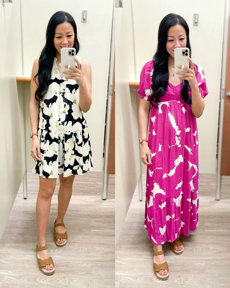 Size XS in both dresses
Shoes are true to size 

Spring fashion
Spring dresses
Kohls fashion

