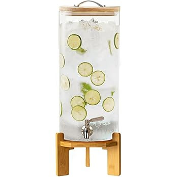 Beverage Dispenser, 2.9 Gallon Glass Drink Dispenser with Stand, Glass water dispenser with Spigo... | Amazon (US)