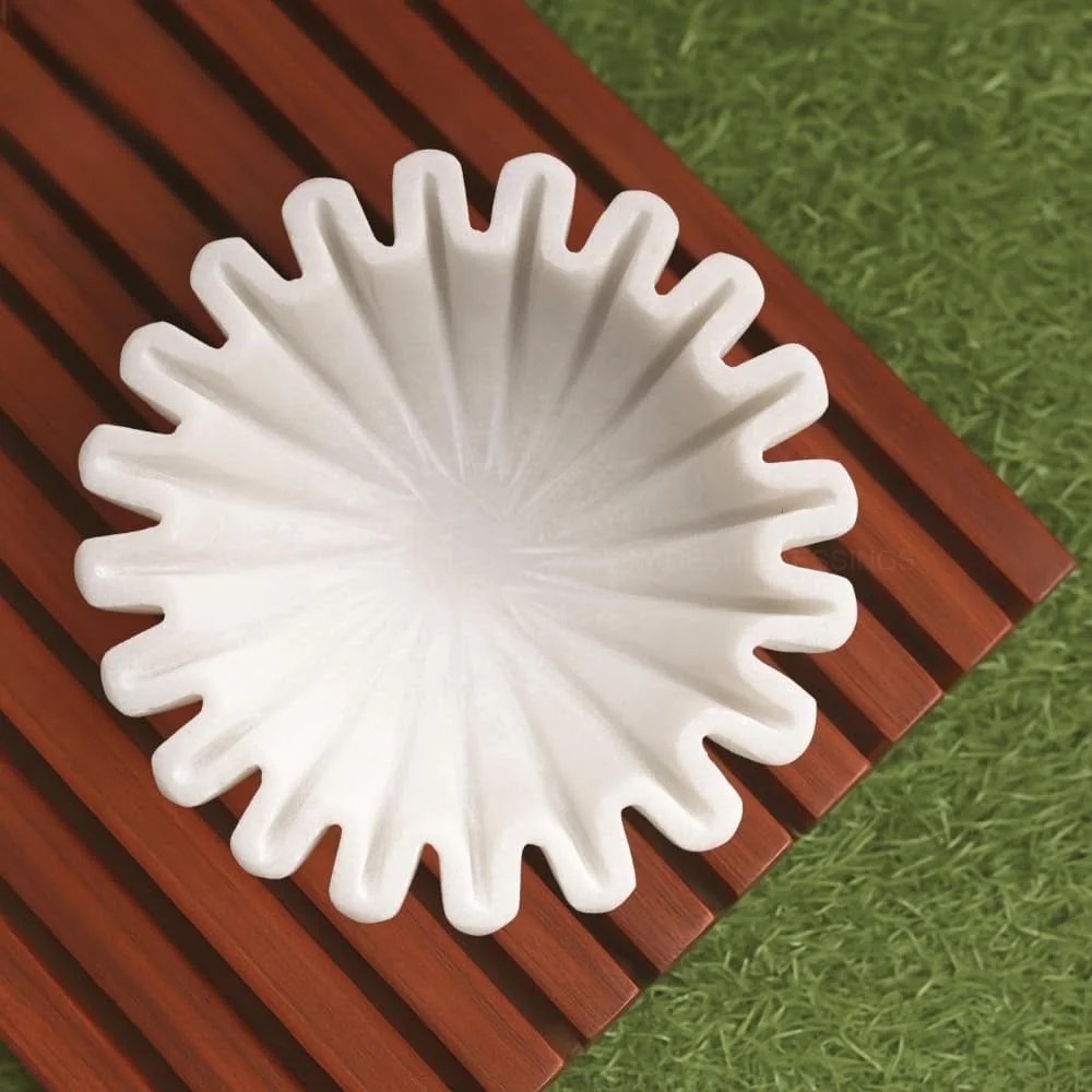 Swadeshi Blessings HandCrafted Marble Ruffle Bowl /Antique Scallop Bowl/ Fluted Bowl, 6 Inches | Walmart (US)
