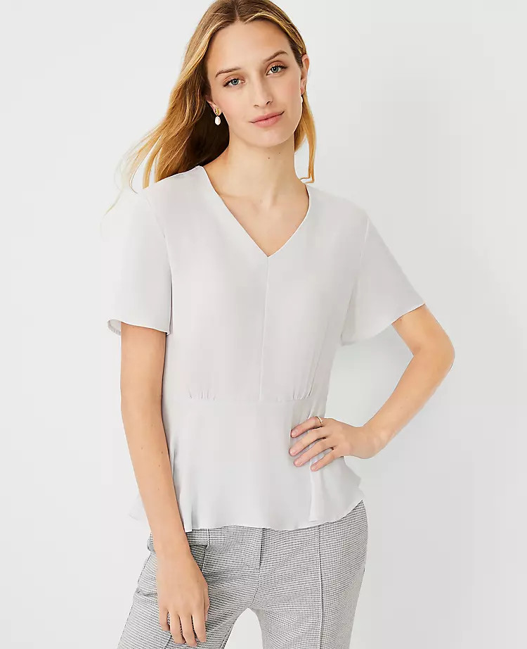 Mixed Media Peplum Top | Ann Taylor (US)