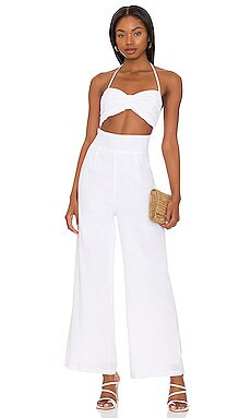 SNDYS x REVOLVE Boat Linen Jumpsuit in White from Revolve.com | Revolve Clothing (Global)