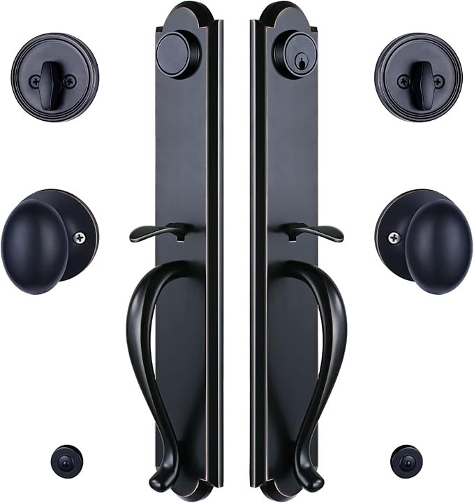 NEWBANG Front Double Door Handleset for Exterior Front Door Aged Bronze Finish (Keyed Entry Handl... | Amazon (US)