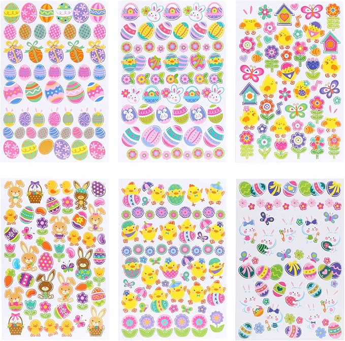 Naler Easter Stickers Sheet Assorted Easter Bunny Stickers for Easter Party Favor DIY Craft Art M... | Amazon (US)