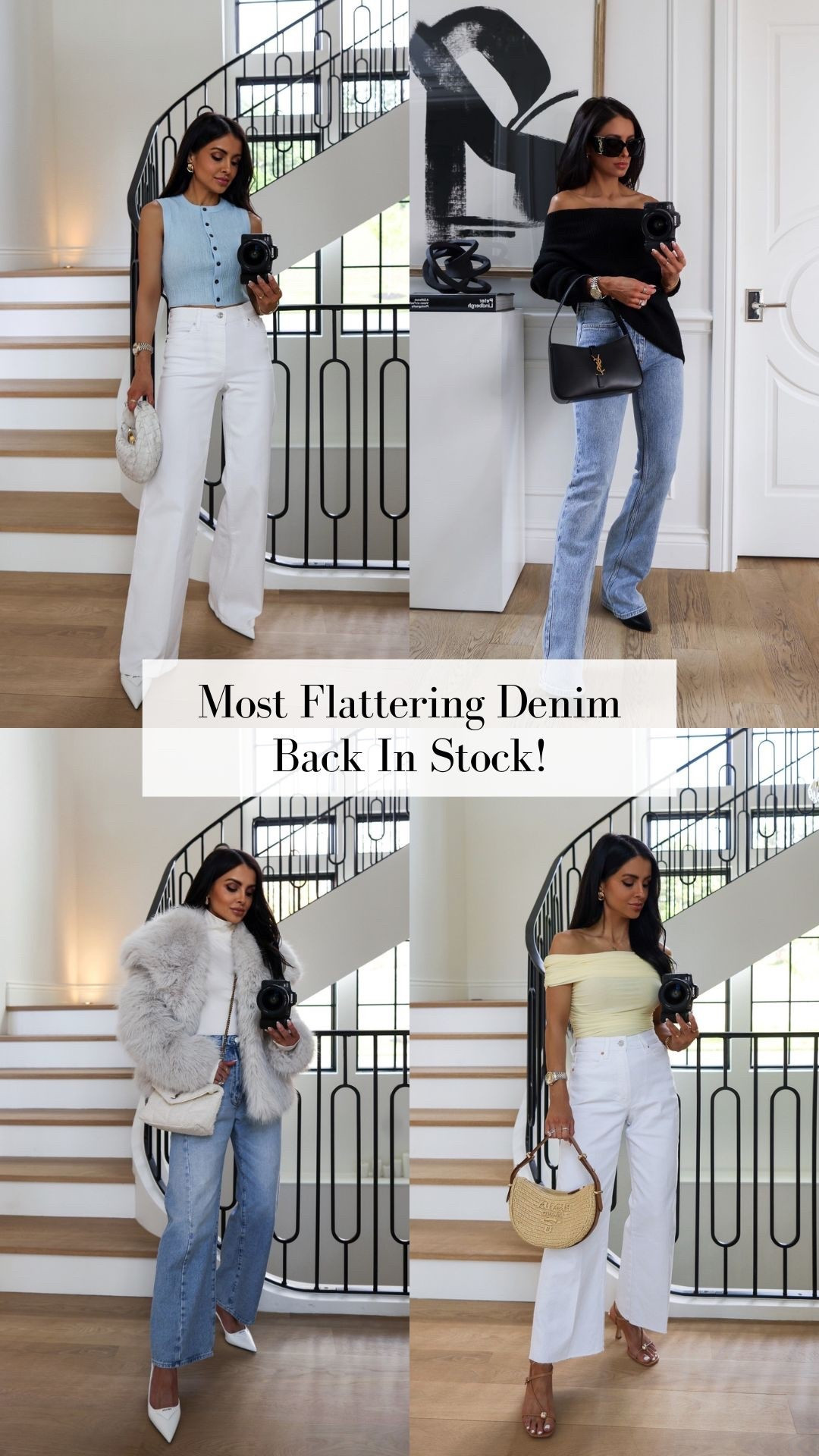 The most flattering winter denim in my closet that’s back in stocj
Frame white palazzo jeans wearing a 24
Rag & bone Peyton bootcut jeans
Mother half pipe jeans
Paige anessa cropped jeans
Wearing a 24 in all

Spring transition outfits, denim outfits, miamiamine

#LTKootd #LTKOver40 #LTKPetite