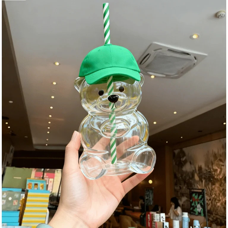 BTIZTLLA Bear Straw Cup, Cute Baby Straw Cups Glass, Honey Bear Cup with Straws, Cute Mugs for Co... | Walmart (US)