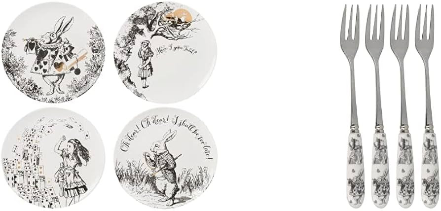 V&A Alice in Wonderland Side Plates, for Dinner, Afternoon Tea or Breakfast, Fine China, 20.5 cm,... | Amazon (UK)