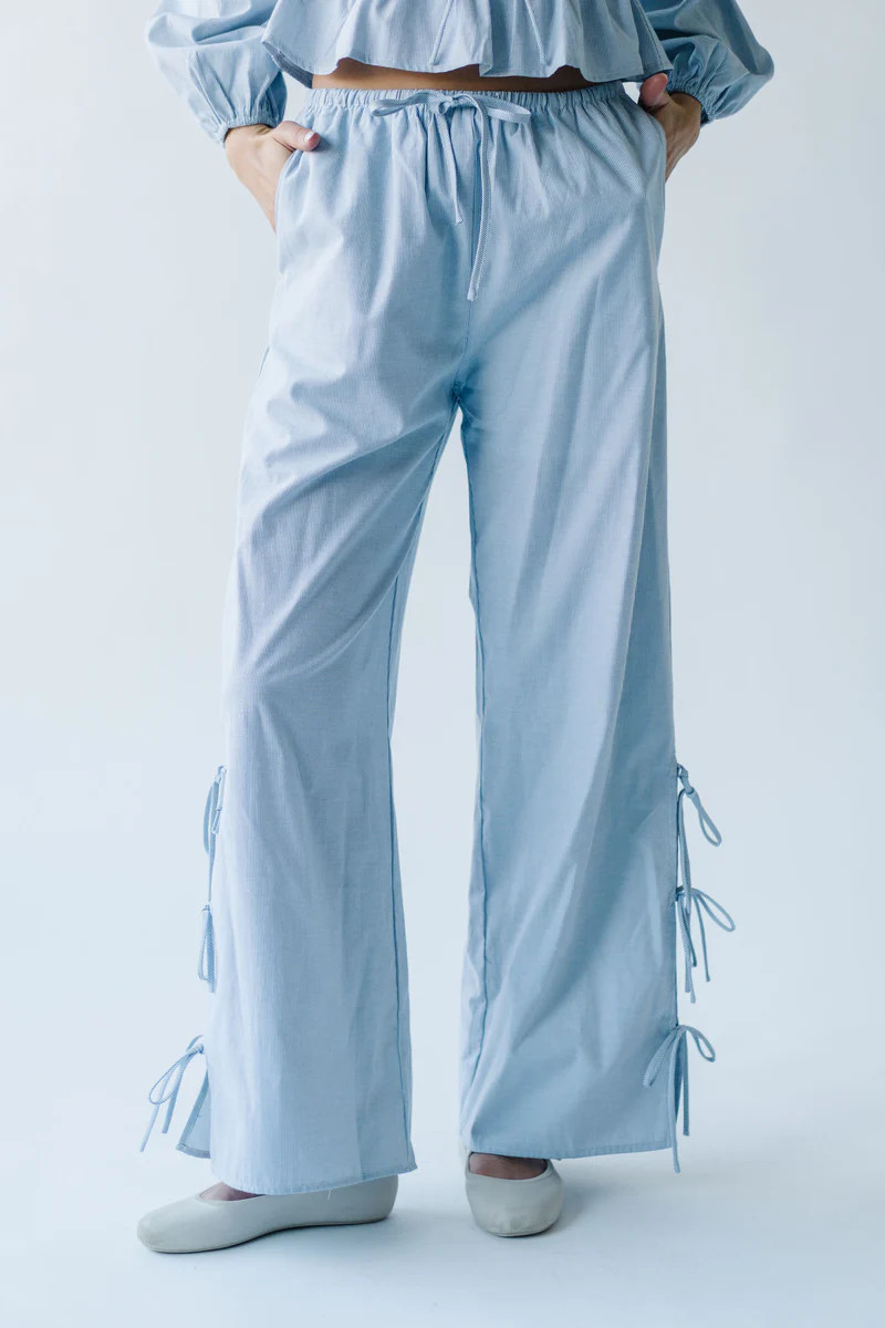 The Trobitz Pinstripe Tie Detail Pant in Navy | Piper & Scoot