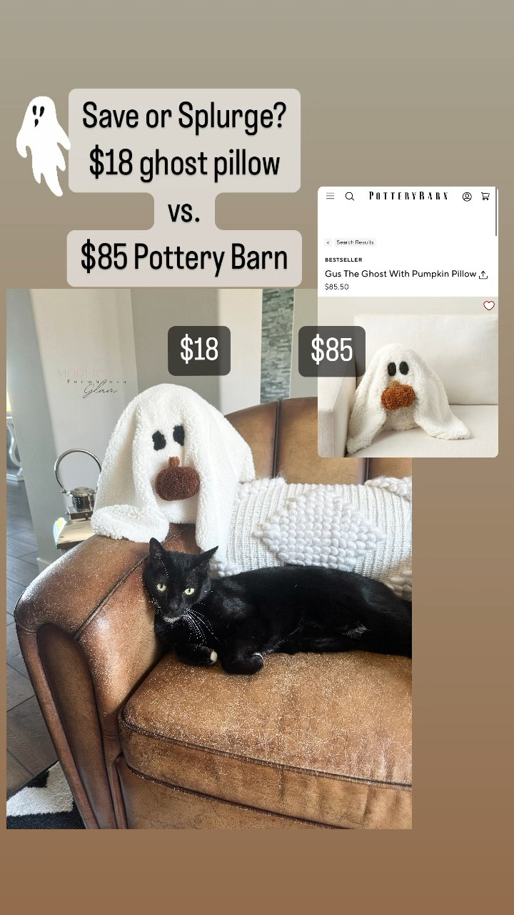 Save or splurge? $18 vs $85 ghost pillow pottery barn
Halloween fall home decor 

#LTKSeasonal #LTKSaleAlert #LTKHome