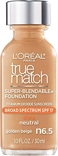 L’Oréal Paris Makeup True Match Super-Blendable Liquid Foundation, Golden Beige N6.5, 1 Fl Oz,1 Count | Amazon (US)
